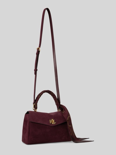 Lauren Ralph Lauren Kleine Satchel aus Kalbnappaleder mit Tuchdetail Modell 'FARRAH' Dunkelbraun 3