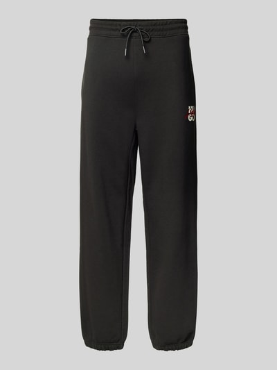 HUGO Loose fit sweatpants met tunnelkoord, model 'Dlogopante' Zwart - 2