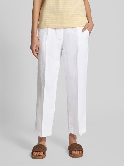 Brax Spodnie lniane z prostą, skróconą nogawką Biały 4