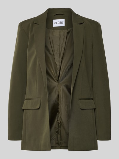 Produktfoto, Loose Fit Longblazer mit Abnähern Model 'BOZZY' von Pieces, efekt: jednolity kolor, krój loose fit, kołnierz z połami, długi rękaw, kieszenie z patką, bez zapięcia, wyhaftowane logo
