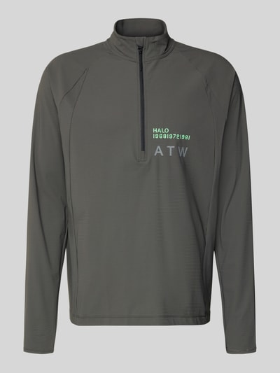 Productfoto, Funktionsshirt mit Stehkragen und Reißverschluss Modell 'AIR' van HALO in grijs met label-print, regular fit, materiaal-mix met stretch, heren