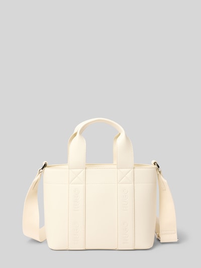 HUGO Torba na ramię z wyhaftowanym logo model ‘BECKY’ Écru 2