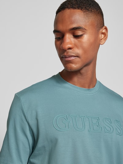 Guess Activewear T-shirt z nadrukiem z logo model ‘ALPHY’ Petrol 3