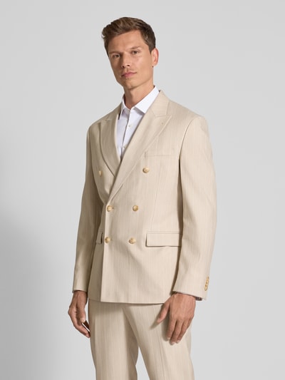 MCNEAL Slim Fit Sakko mit Brustleistentasche Beige 4