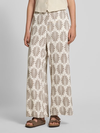 Apricot Spodnie materiałowe z szeroką nogawką i tkanym wzorem Szarobrązowy 4