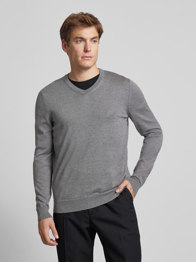 BOSS Gebreide pullover van scheerwol, model 'Baram' Antraciet - 4