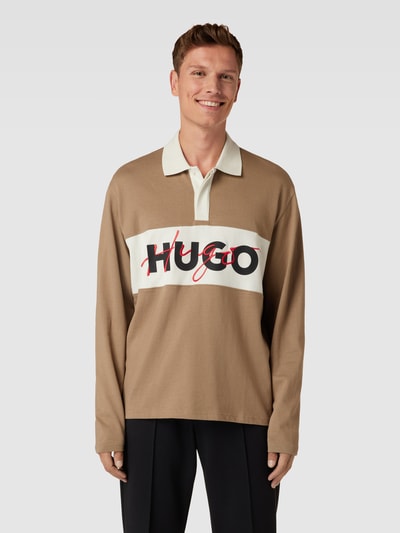 HUGO Poloshirt mit Label-Print Modell 'Dilvret' Camel 4