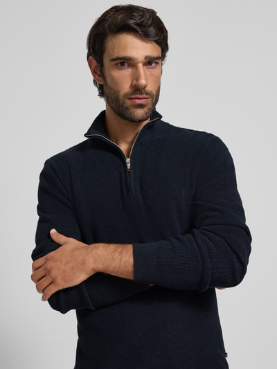 Matinique Gebreide pullover met schipperskraag, model 'lagoon' Marineblauw - 3