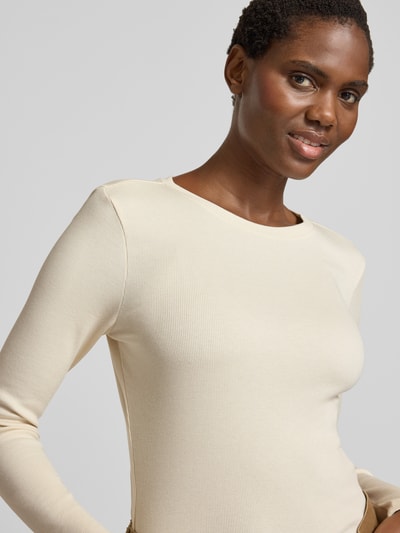 Jake*s Casual Shirt met lange mouwen in riblook met ronde hals Ecru - 3