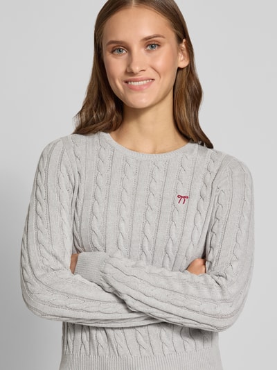 REVIEW Slim Fit Pullover aus Baumwoll-Mix Mittelgrau Melange 3
