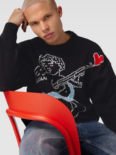 REVIEW Strickpullover mit ANGEL Print Black 3