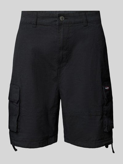 REVIEW Straight leg cargoshort met labelpatch Zwart - 2