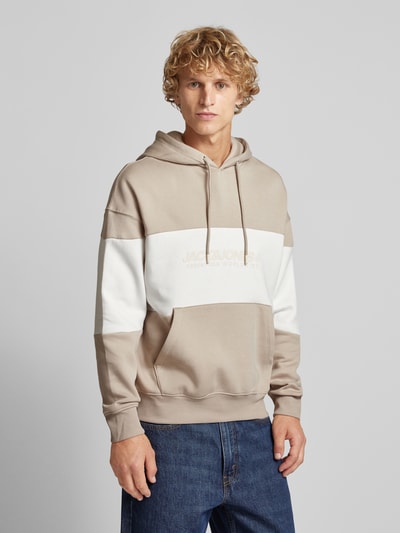 Jack & Jones Hoodie mit Label-Print Modell 'LEGACY' Beige 4