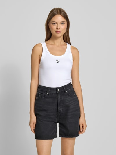 HUGO Tanktop met labelstitching, model 'Datamia' Offwhite - 4