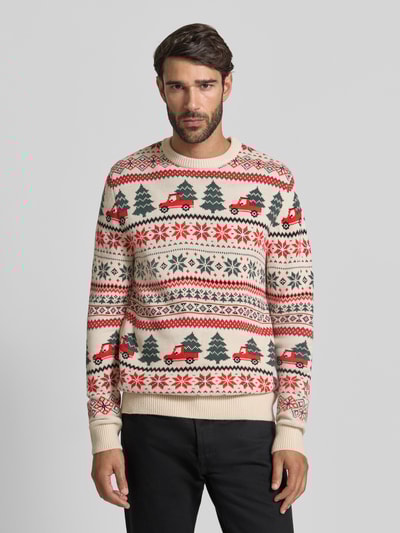 Montego Sweter z dzianiny z prążkowanymi wykończeniami Piaskowy 4