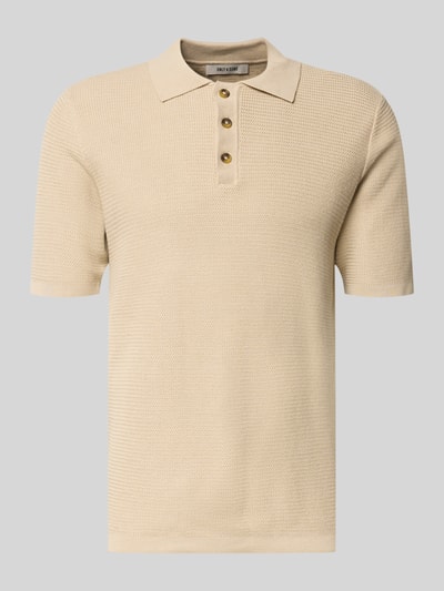 Produktfoto, Regular Fit Poloshirt aus reiner Baumwolle Modell 'ERIC' von Only & Sons, Optik: Unifarben, Struktur, Strick, Kurzarm, Polokragen.