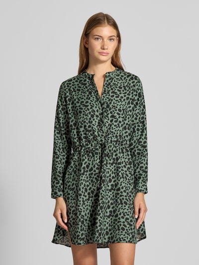 Only Tailliertes Blusenkleid mit Allover-Muster Modell 'CORY' Dunkelgruen 4