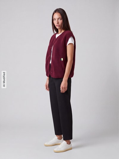 PIECES kamizelka o kroju regular fit z bocznymi wpuszczanymi kieszeniami model 'KATTY' Bordowy 1