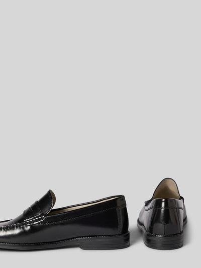 Productfoto, Loafers uit leer model 'PENNYBAR' van Jack & Jones in zwart met afgeronde punt, comfortmodel, hakhoogte maat 44: 2 cm, schachthoogte 7 cm, schachtbreedte 13 cm