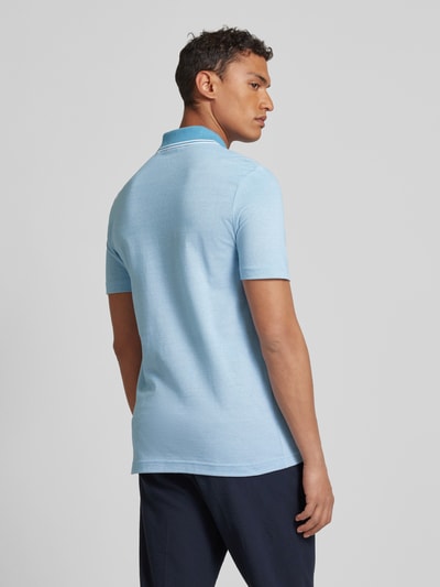 BOSS Orange Slim fit poloshirt met labelprint Oceaanblauw - 5