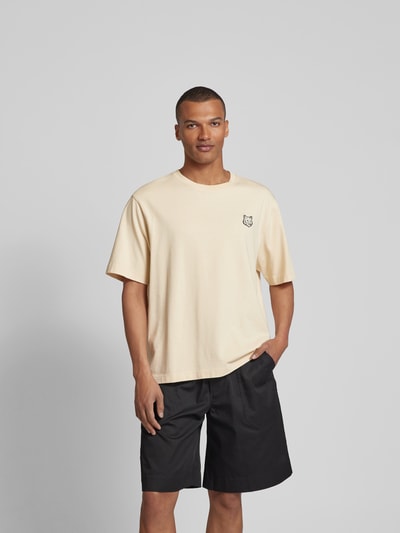 MAISON KITSUNE T-Shirt mit Label-Stitching Sand 4