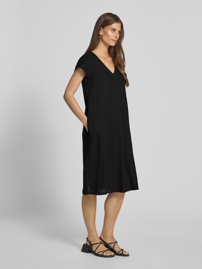 Soyaconcept Sukienka o długości do kolan z mieszanki wiskozy i lnu model ‘Ina’ Czarny 1