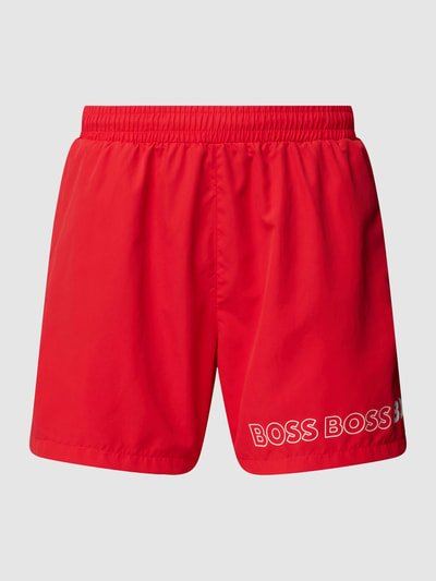 BOSS Badehose mit Label-Print Modell 'Dolphin' Rot 2