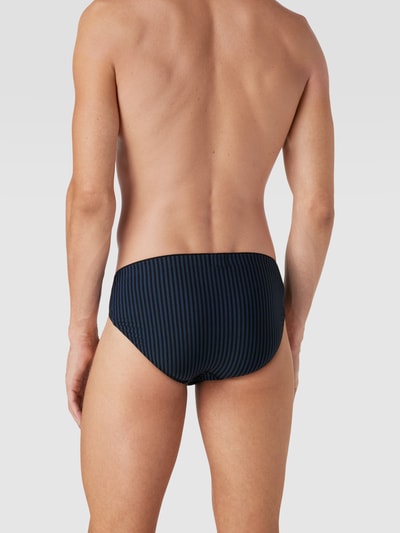 Schiesser Slip met streepmotief, model 'Supermini' Donkerblauw - 4