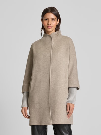 ICONS Cinzia Rocca Lange jas van scheerwol met opstaande kraag Beige gemêleerd - 4