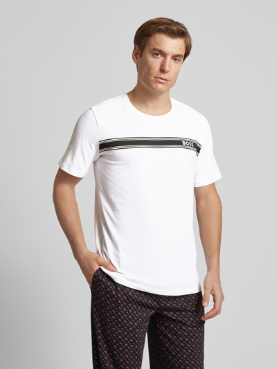 BOSS T-Shirt mit Label-Print Modell 'Urban' Weiss 4