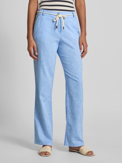 Christian Berg Woman Stoffhose aus Leinen-Mix mit Bindegürtel Blau Melange 4