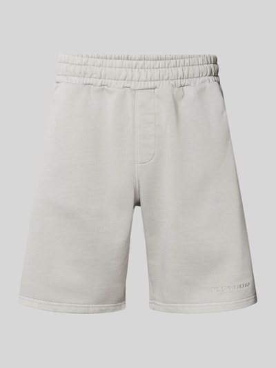 Produktfoto, Regular Fit Shorts mit Logo-Stitching von Pegador aus Baumwoll-Mix in Hellgrau, elastischer Bund, glatte Textur