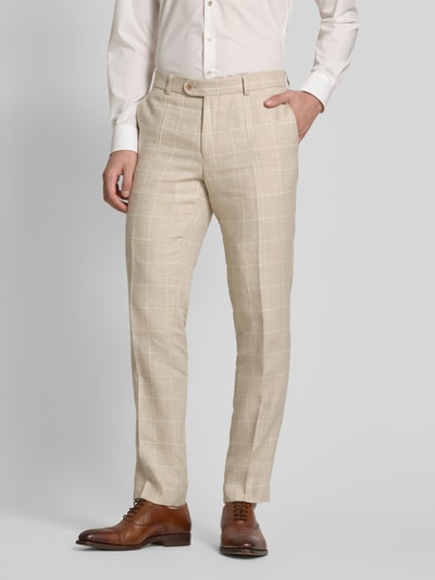 Carl Gross Slim Fit Anzughose mit Leinen-Anteil Beige 4