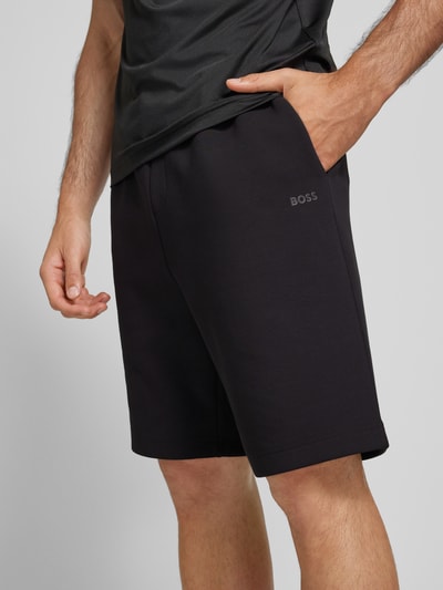 BOSS Green Regular fit sweatshorts met gestileerde steekzak, model 'Headlo' Zwart - 3