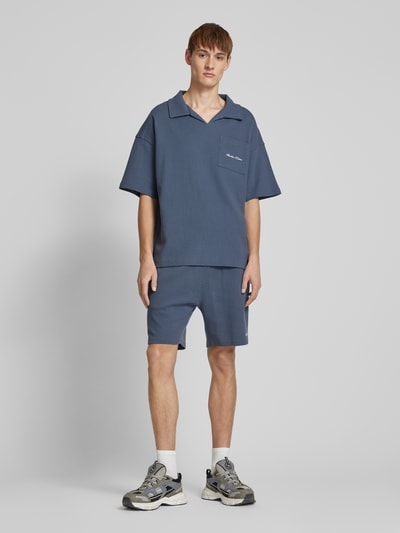 ANOTHER COTTON LAB Relaxed Fit Shorts mit Strukturmuster Dunkelblau 1