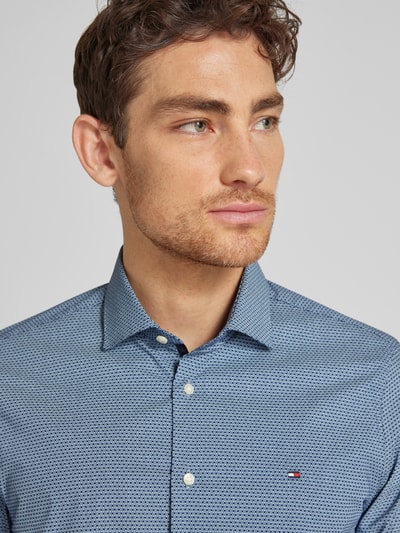 Tommy Hilfiger Tailored Slim fit zakelijk overhemd met kentkraag, model 'Parker' Marineblauw - 3