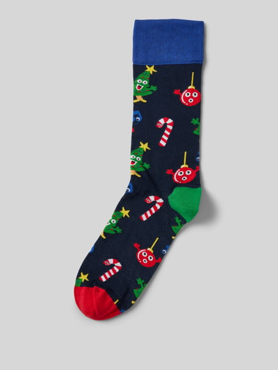 DillySocks Socken mit Motiv-Stitching Modell 'Christmas Choir' Marine 1