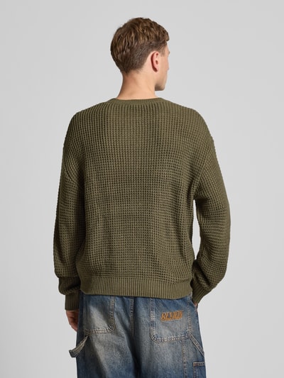 REVIEW Gebreide pullover met ronde hals Olijfgroen - 5