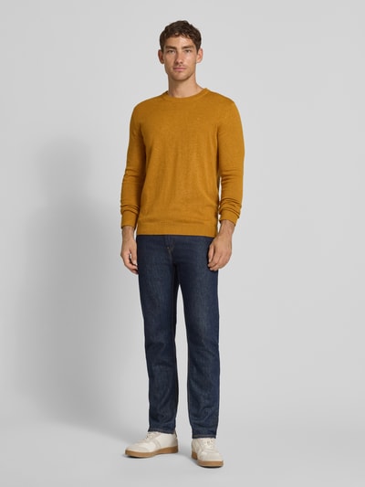 Tom Tailor Regular fit gebreide pullover van zuiver katoen Mosterdgeel - 1