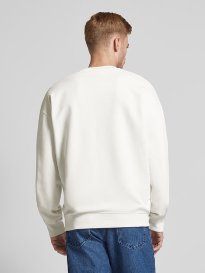 HUGO Sweatshirt met labelprint en -stitching, model 'Dlogonty' Offwhite - 5