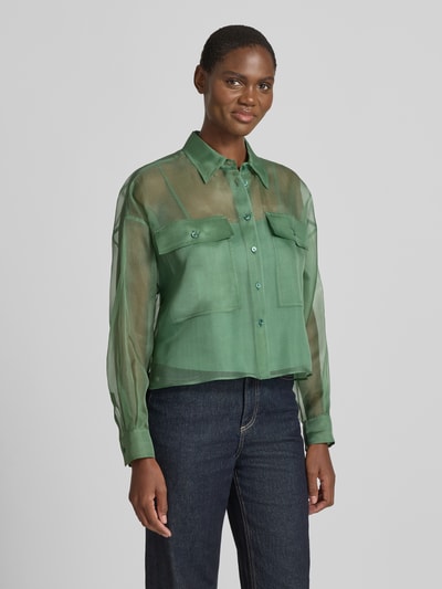 Weekend Max Mara Boxy Fit Langarmbluse aus semitransparenter Seide Modell 'COLOMBIA' Gruen 4