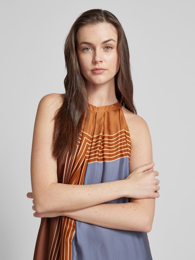 Stefanel Jurk met halter van viscose met all-over motief Lichtblauw - 3