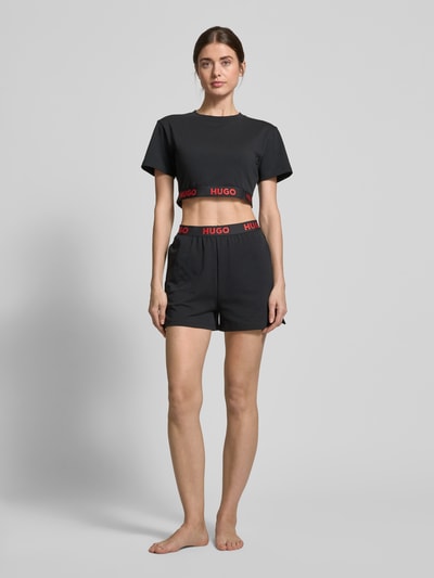 HUGO Cropped T-Shirt mit Rundhalsausschnitt Modell 'SPORTY' Black 1