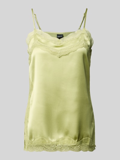 Produktfoto, Regular Fit Top mit Spitzenbesatz von Gina Tricot, satyna, elastyczna mieszanka materiałów, cienkie ramiączka, długość tyłu w rozmiarze S: 47 cm