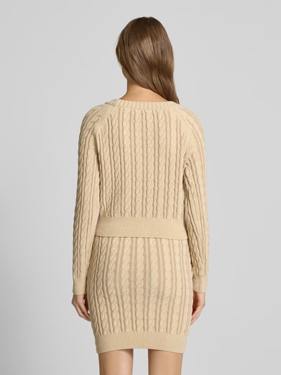 Guess Kurtka z dzianiny ze ściegiem warkoczowym model ‘GISELLE’ Camel 5