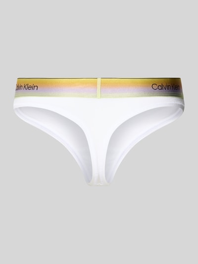 Produktfoto, String aus Baumwoll-Mix von Calvin Klein Underwear in Weiß, unifarben, elastischer Label-Bund, weiche Textur