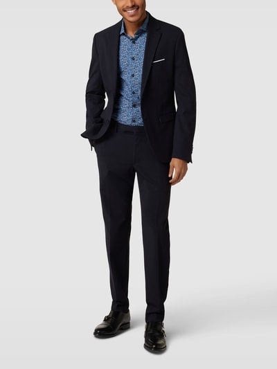 OLYMP No. Six Super slim fit zakelijk overhemd met all-over motief Koningsblauw - 1