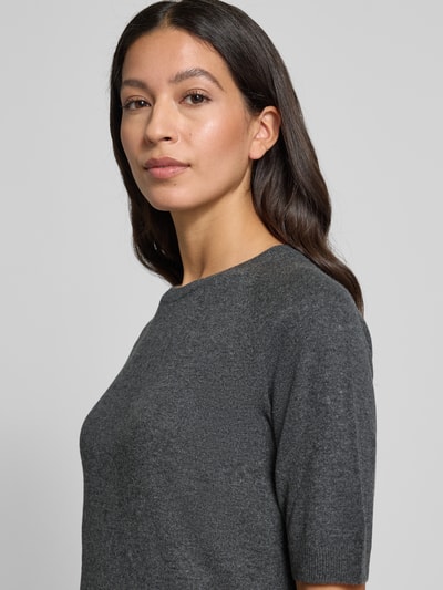 MM Regular fit gebreide pullover van een mix van wol en kasjmier, model 'YEN' Antraciet gemêleerd - 3