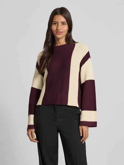 Vero Moda Sweter z dzianiny o kroju regular fit z mieszanki bawełny model ‘GIGI’ Ciemnoczerwony 4