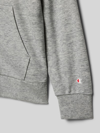 Productfoto, Regular Fit Sweatjacke mit Logo-Stitching van CHAMPION in grijze katoenmix met capuchon, ritssluiting en kangoeroezak, elastische boorden
